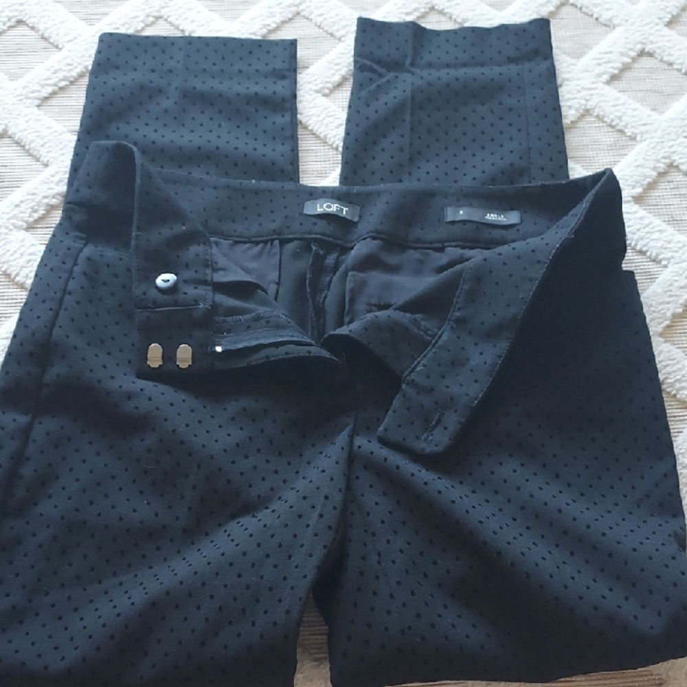 LOFT Black Micro Dot Dress Pants for Women
